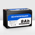 Atem Power 9AH AGM Battery 12V AMP Lead Acid SLA Deep Cycle Battery