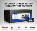 Atem Power 12V 200Ah Lithium Battery LiFePO4 + Battery Monitor 200A w/Shunt