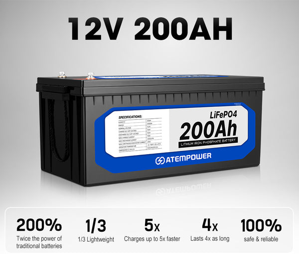 ATEMPOWER 12V 200Ah Lithium Battery LiFePO4 – atempower
