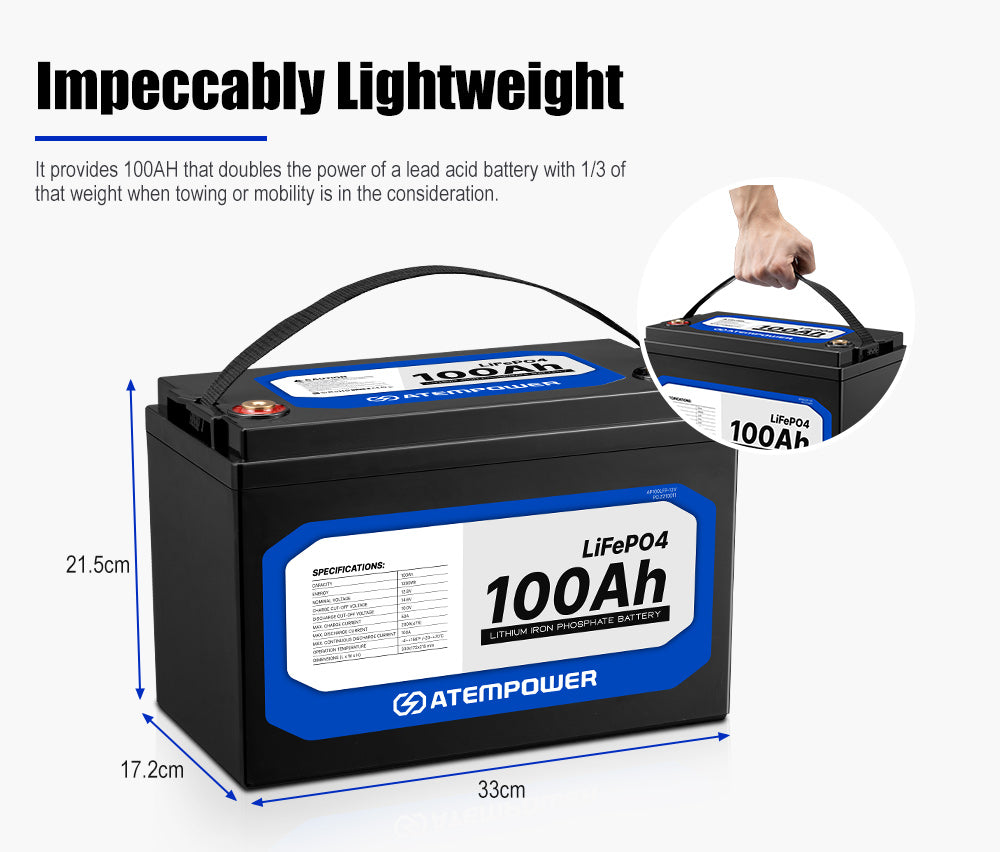 ATEMPOWER 12V 100Ah Lithium LiFePO4 Battery – atempower
